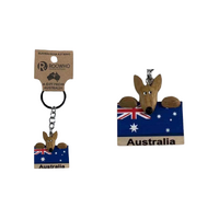 KEYCHAIN WOODY'S KANGAROO HOLDING AUSTRALIA FLAG WITH HANDS (x12)
