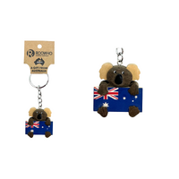 KEYCHAIN WOODY'S KOALA HOLDING AUST WITH HANDS AND FEET (x12)