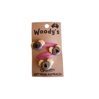 WOODY, HAIR CLIP TRIO KOALA PINK