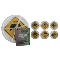 BAMBOO COASTERS, ROADSIGNS SET OF 6