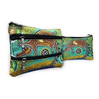 CANVAS COSMETIC BAG, 3 ZIP COLIN JONES CROC DREAMING