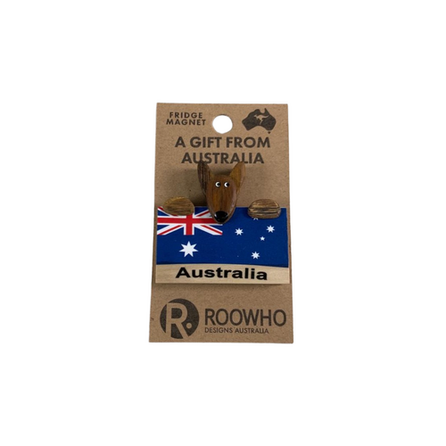 MAGNET WOODY'S KANGAROO LOOK HOLDING AUSTRALIA FLAG WITH HANDS (x12)