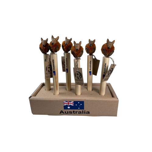 PEN WOODY'S POM POM KANGAROO WITH AUSTRALIA FLAG DISPLAY BOX OF 12 PIECES