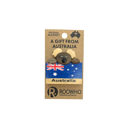 MAGNET WOODY'S KOALA HOLDING AUST FLAG WITH HANDS (x12)