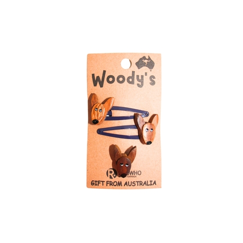 WOODY, HAIR CLIP TRIO KANGAROO BLUE