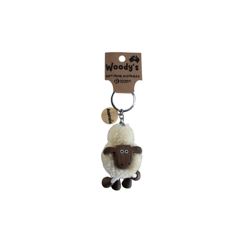 WOODY, KEYRING POM POM SHEEP